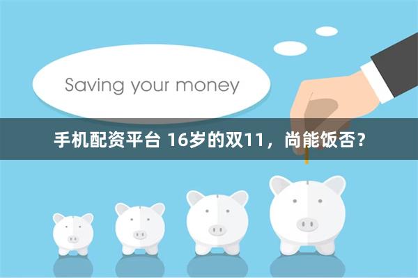 手机配资平台 16岁的双11，尚能饭否？