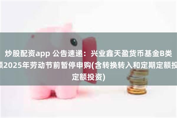 炒股配资app 公告速递：兴业鑫天盈货币基金B类份额2025年劳动节前暂停申购(含转换转入和定期定额投资)