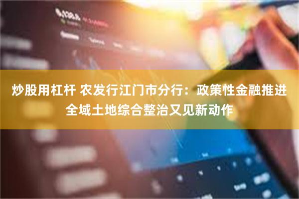 炒股用杠杆 农发行江门市分行：政策性金融推进全域土地综合整治又见新动作